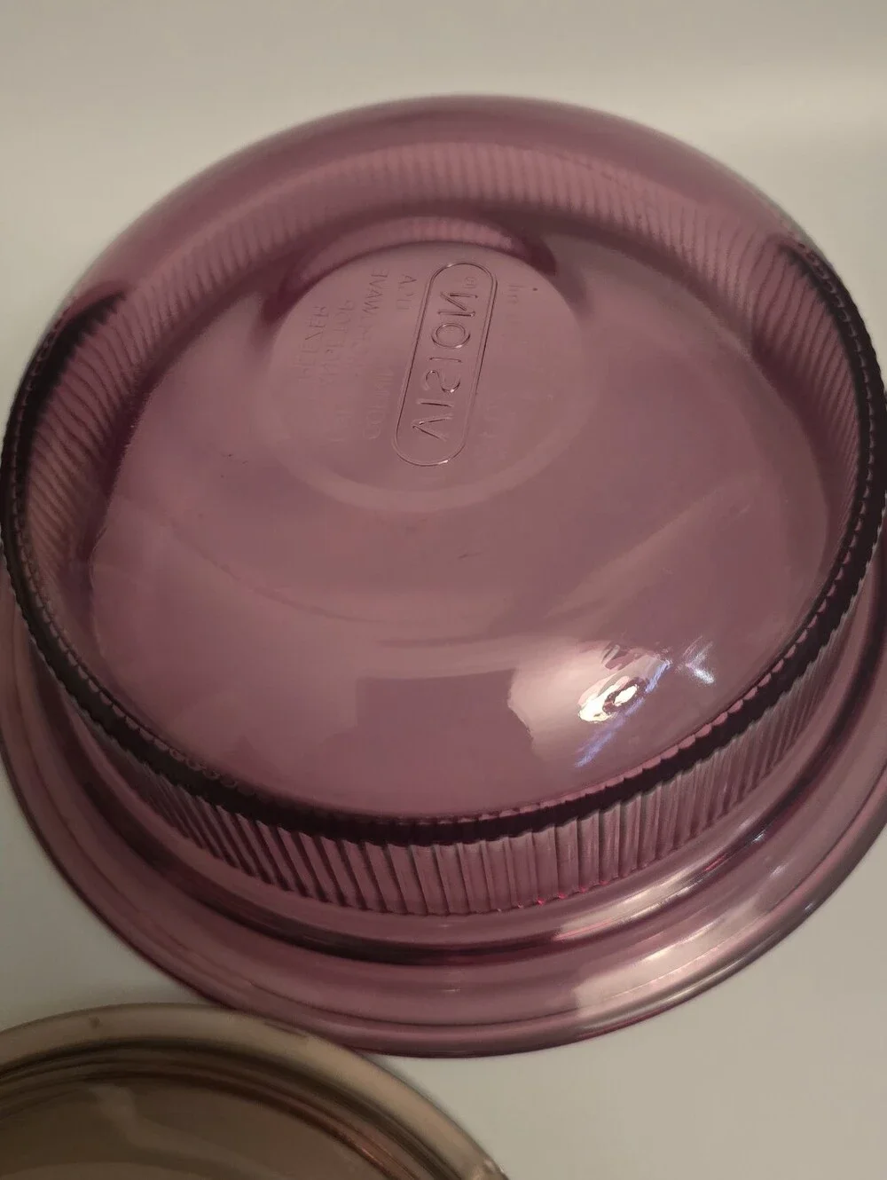 vintage Corning Visions 24-ounce cranberry glass round casserole Dish